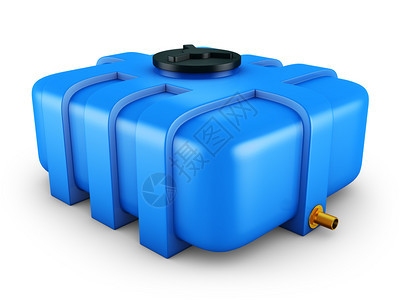 干燥白色的聚乙烯水箱是蓝色3D的图片