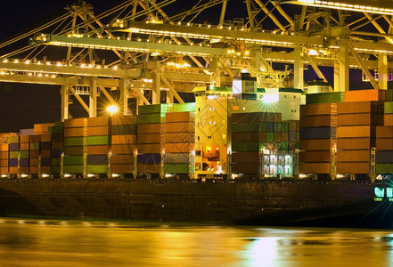 靠近卸货集装箱船的近距离荷兰海洋货运出口图片