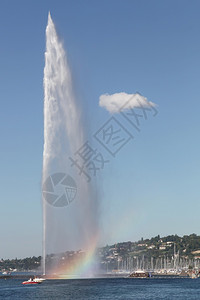 瑞士日内瓦喷水式机莱曼港口欧洲的图片