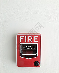 盒子控制新公寓白色墙壁上的火警报箱救援图片