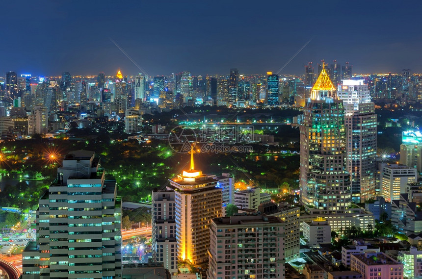 曼谷黄昏夜景区商业曼谷夜景的市风夜泰国暮晚图片