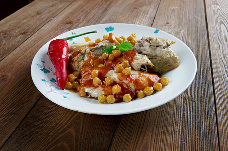奇提塔芹菜鸡肉炖和酱汁阿尔及利亚菜食阿尔及利亚菜吃图片