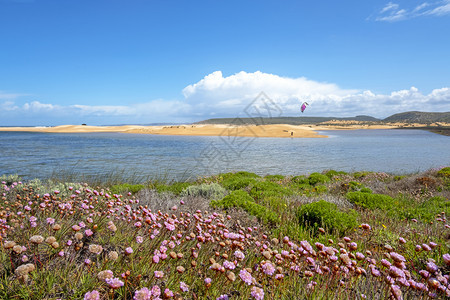 从葡萄牙阿尔加夫的卡拉帕泰海滩浏览风景优美天空旅行图片