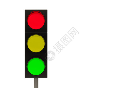 颜色3d将白背景上的垂直红黄和绿色交通灯信号隔离在白色背景上目的路口图片