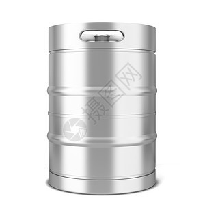 金属白色背景上孤立的啤酒桶3d插图豪饮鼓图片