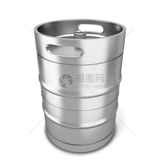 酒馆白色背景上孤立的啤酒桶3d插图能够喝图片