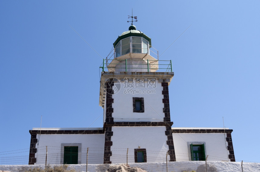 希腊圣托里尼岛的法罗斯灯塔信号屋欧洲图片