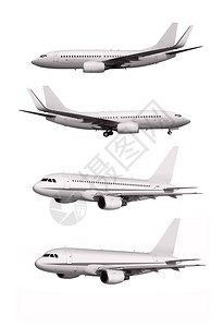 在白色背景上隔离的商用飞机数涡轮运输白色的图片