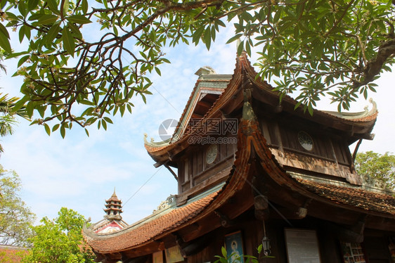 历史亚洲寺庙屋顶人图片