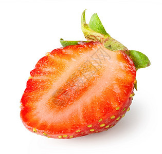 在白色背景上孤立的切片草莓白色甜成熟图片