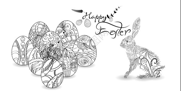 复活节快乐兔子艺术横幅图片