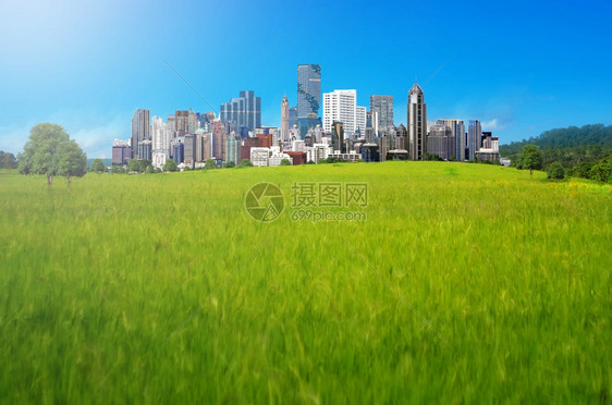 自然绿草城市现代高楼建筑的化设的绿色户外图片