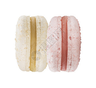 颜色丰富多彩的糖果白色背景上被孤立的多彩味道美马卡龙图片