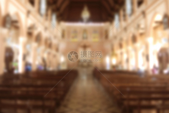 本背景的抽象摘要模糊美丽的教堂内地祈祷精神抽象的图片