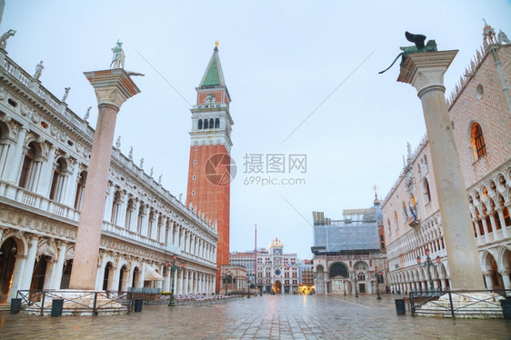 城市景观正方形意大利威尼斯的圣马可广场清晨建筑学图片