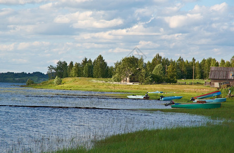 阿尔汉格斯克俄罗Arkhangelsk地区海岸的Kenozero湖汽车船沿海户外图片