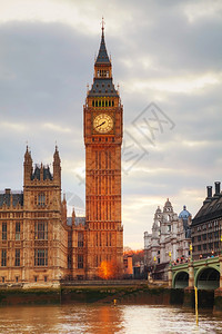 建筑学伦敦与钟塔和国会大厦在日落时分首都克拉夫琴科图片