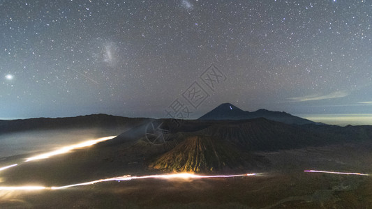 印度尼西亚东爪哇火山口的天文星足迹陨石坑天文摄影亚洲背景图片