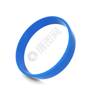 白色背景上孤立的橡胶手镯3d插图塑料蓝色的宽慰图片