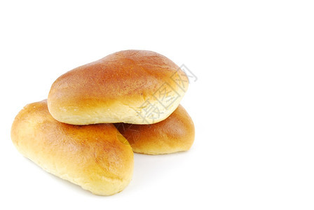 3个鲜奶面包在白色背景上分离金子面包店糕点图片