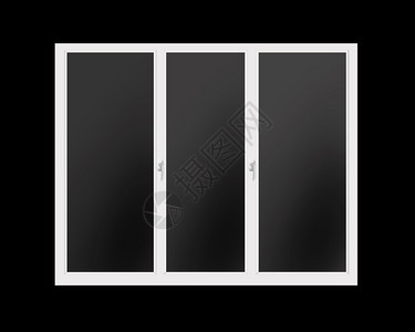 百叶窗门户14家室内的3个折叠窗口框在黑色背景窗口中隔离带有眼镜