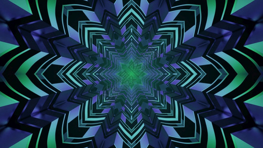 视觉背景重复恒星形状的装饰品创造了光学幻觉在4kuhd3d插图中以蓝色