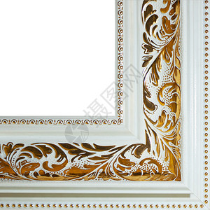 质地装饰品古典相框代碎片角特写在白色背景上孤立画框古代碎片角在白色背景上孤立图片