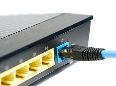 无线上网以太RJ45端口无线路由器中的蓝乙网电缆插件数据图片