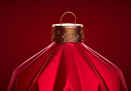 阴影电灯泡关闭红色圣诞舞会以金色冬季主题和圣诞装饰品为首并配有现代几何模式的圣诞节装饰喜庆气氛概念单身的图片