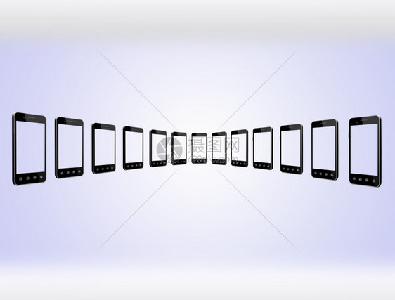交流智能手机在浅色渐变背景上透明智能手机在浅蓝色渐变背景上透明数字的技术图片