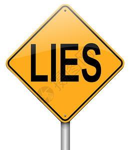 描述带有谎言概念的路标插图White背景说谎虚假故事图片