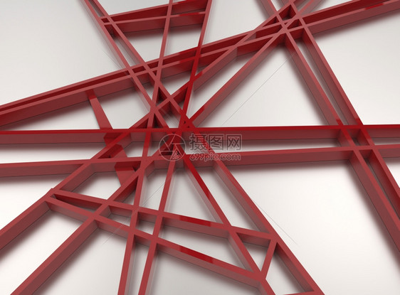 红色的溪流3d红色混乱网状的变异孤立在白色背景上未来派图片