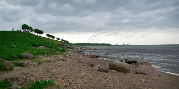 来自俄罗斯圣彼得堡花园的海平面景2015年6月3日夏天伟大的景观图片