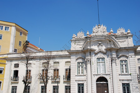 观光古董葡萄牙里斯本军事博物馆美丽的景蓝天背西伯利图片
