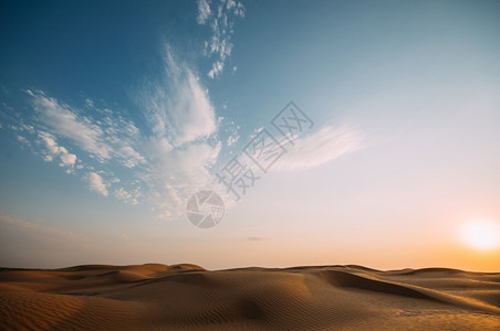 沙漠丘在阳光明媚的日中温暖干旱质地图片