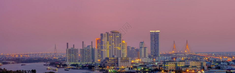 城市景观建筑学日落前曼谷天空线全景泰国曼谷天线全景图片