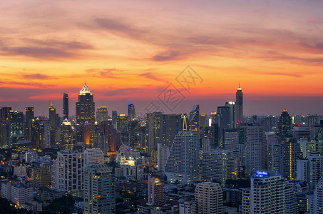 日落前曼谷天空线全景泰国曼谷天线亚洲旅行建筑学图片