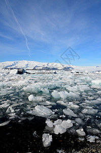 公园雪冰岛南部有块的田流动图片