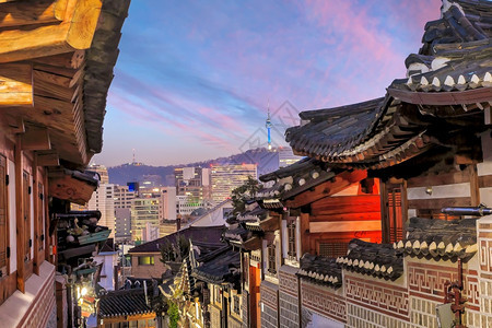 城市景观路家南韩首尔的布川花屋历史区图片