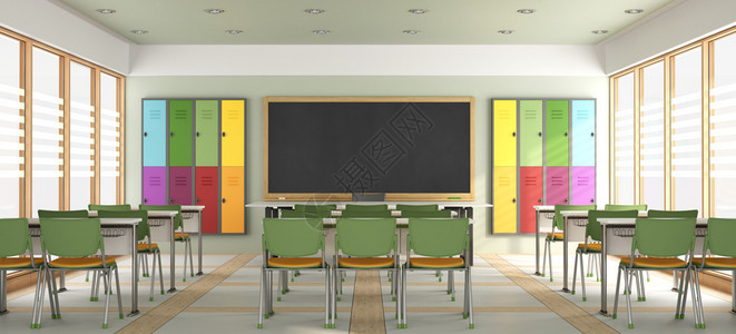 房间丰富多彩的教育无学生多彩现代教室3DMacrify图片