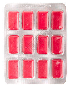 孤立白背景草莓咀嚼口香糖袋食物包装水疱图片