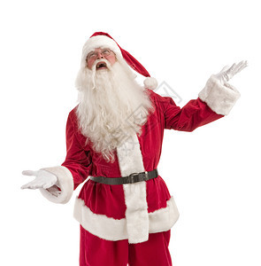 男人胡须冬天在圣诞老人的类肖像中以白色背景全长的脸Santarsquos礼帽和红装饰图片