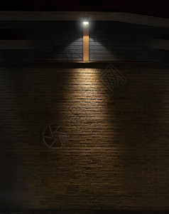 阴影棕色的外部黑暗中砖和木墙背景带三角形灯黑暗中的砖和木墙背景带灯图片
