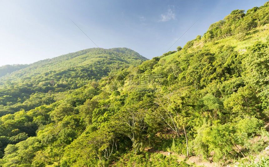 植被在危地马拉阿蒂特兰湖上登山高地蓝色的图片