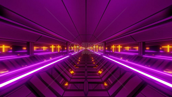 科幻玻璃冷酷的未来空间清洁的太空机库隧道通圣洁的克里斯蒂安十字3D插图墙纸背景设计酷的未来SCFi宗教神庙三德建筑艺术的凉酷未来图片