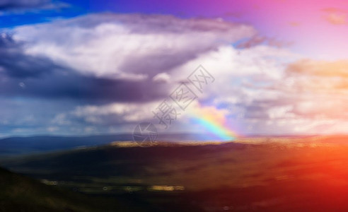 方向颜色夏天挪威彩虹散景背挪威彩虹散背高清图片