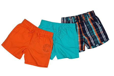 颜色有三条彩短裤橙蓝和格白商品图片