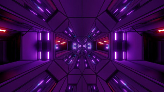建造未来的Scifi建筑室酷的反射使得设计出未来主义的Scififi幻想空间机库隧道走廊灯光3d插图壁纸背景和灯光3D插图墙纸背图片