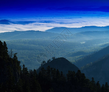 景观戏剧颜色二横向生动的山区森林地貌背景图片