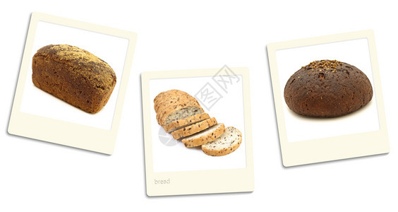 营养丰富目的白色三张老式面包照片白色背景面包照片图片